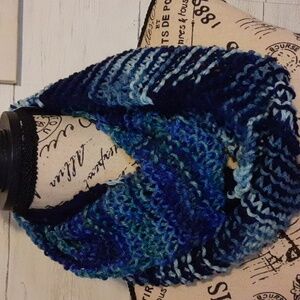 Handknitted Infinity Scarf In Garter Stitch